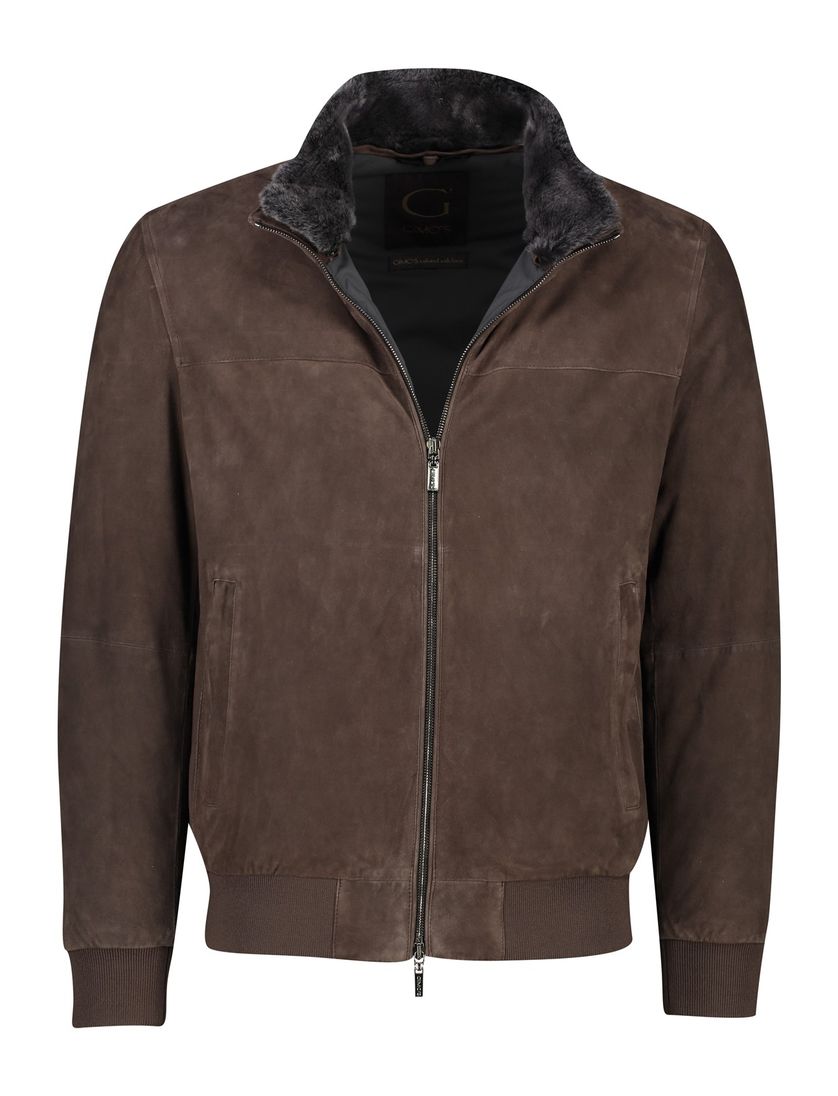 Gimo's winterjas leer bruin normale fit