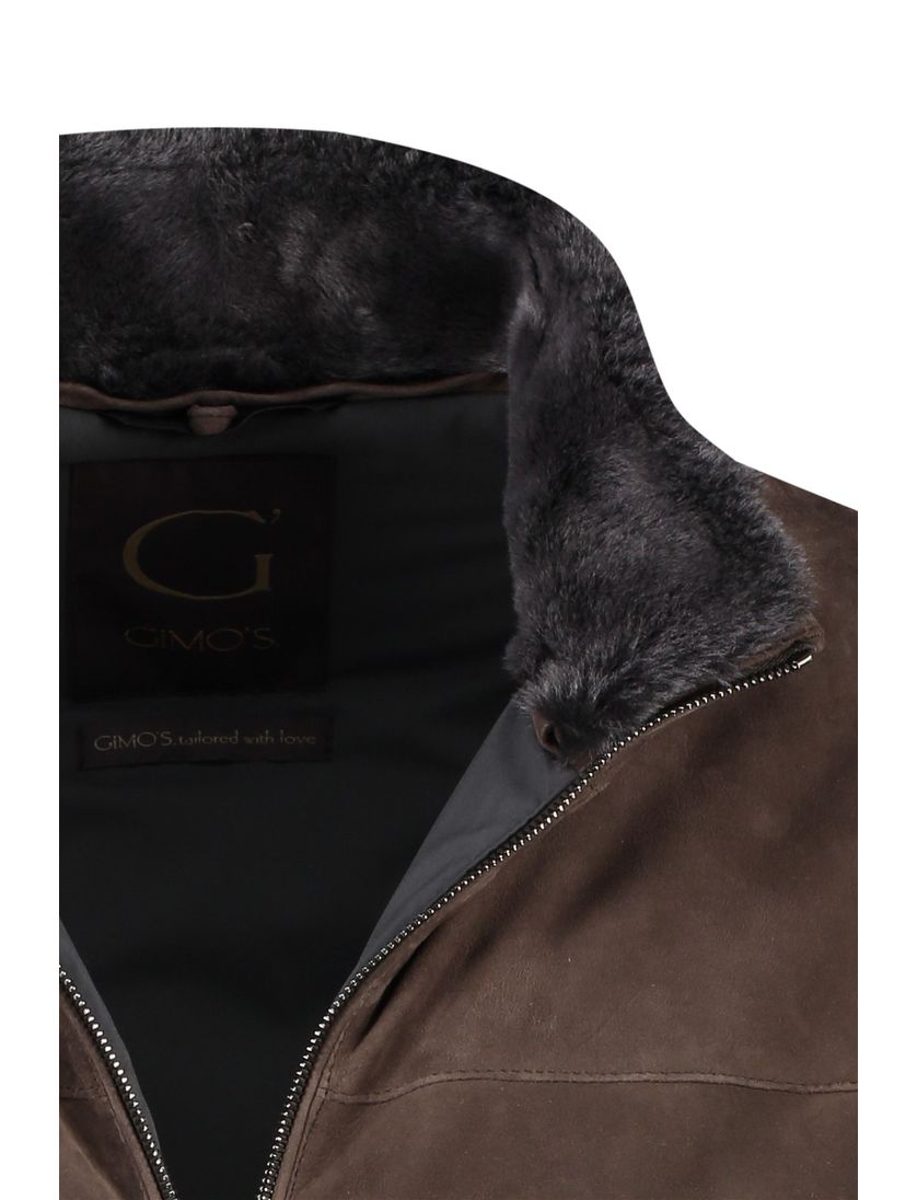 Gimo's winterjas leer bruin normale fit