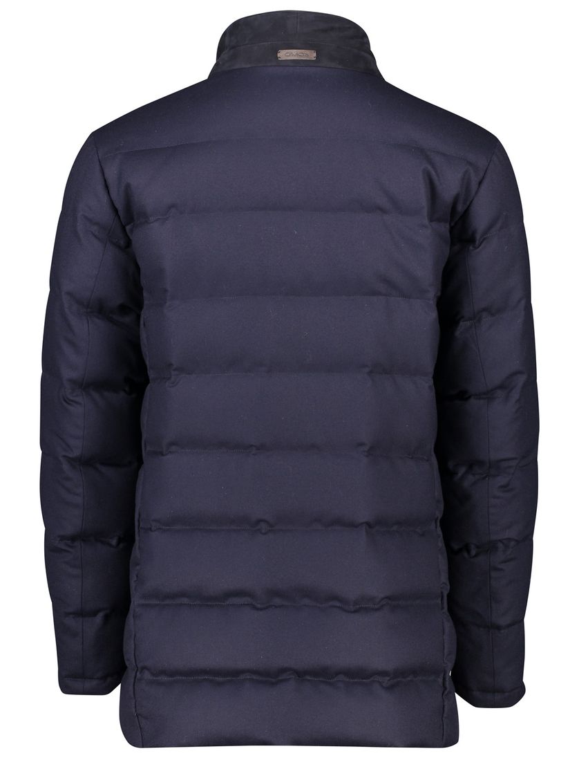 Leren Gimos winterjas donkerblauw rits + knoop normale fit