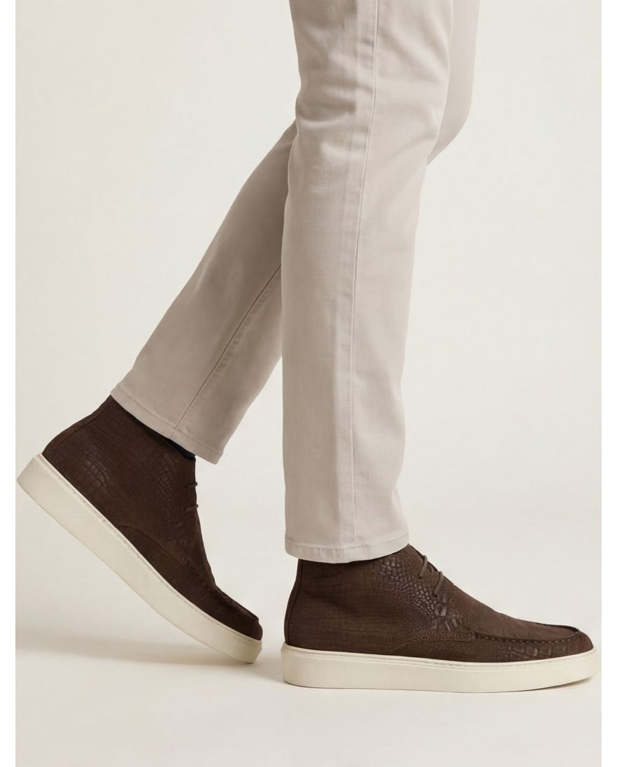 Giorgio bruine leren geprinte nette veterschoenen