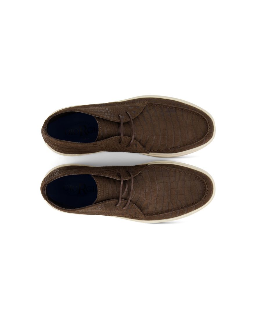 Giorgio bruine leren geprinte nette veterschoenen