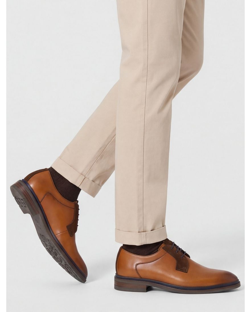 Giorgio nette lage veterschoenen bruin effen leer