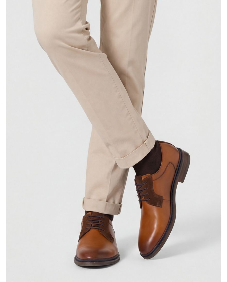 Giorgio nette lage veterschoenen bruin effen leer