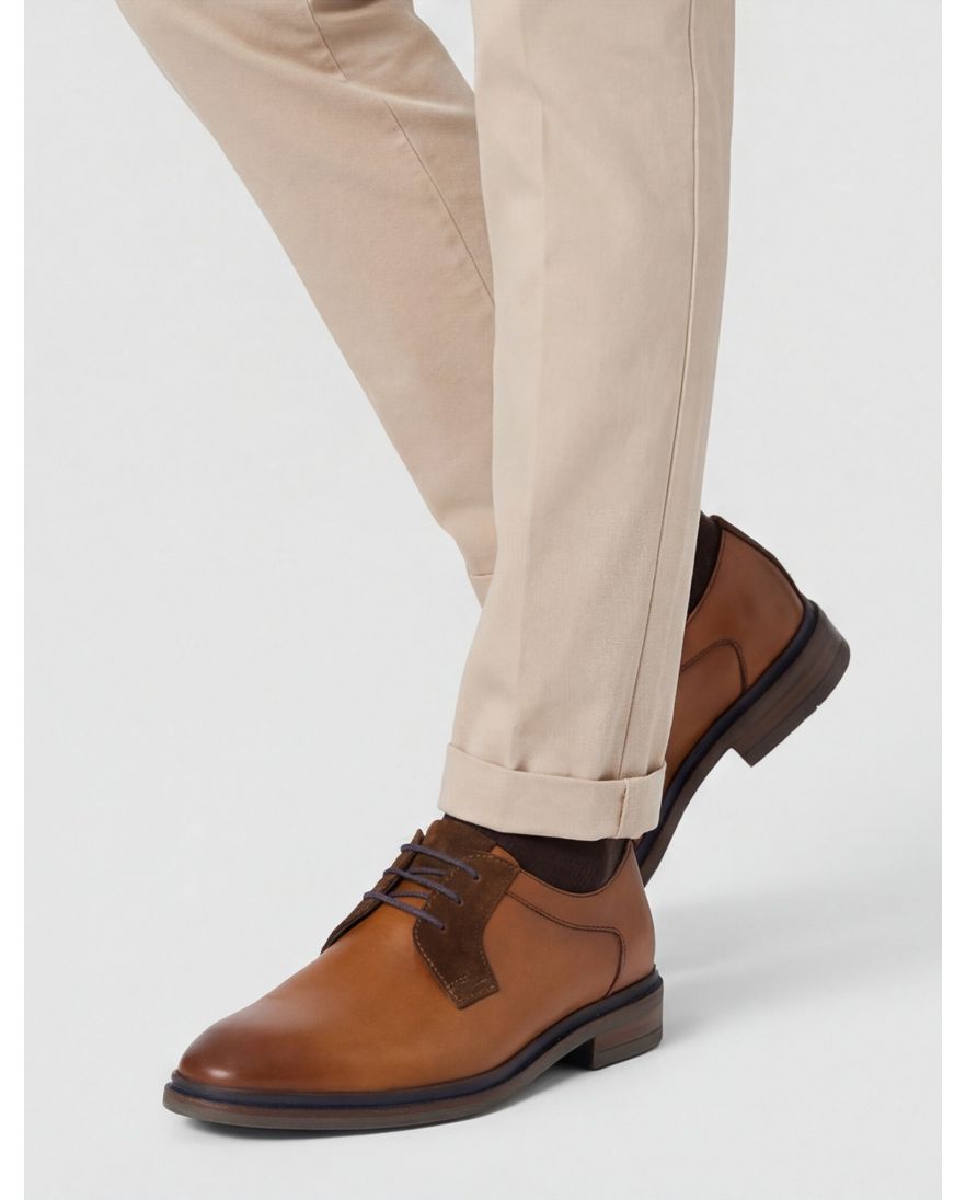 Giorgio nette lage veterschoenen bruin effen leer