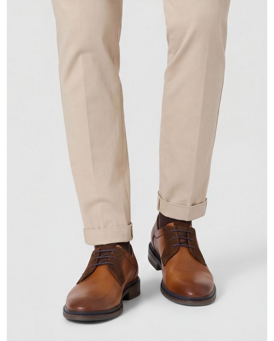 Giorgio nette lage veterschoenen bruin effen leer