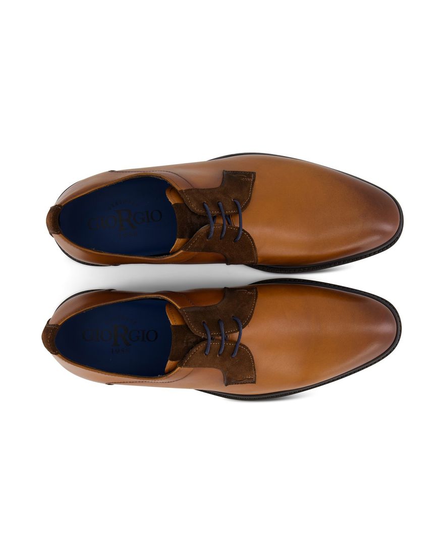 Giorgio nette lage veterschoenen bruin effen leer