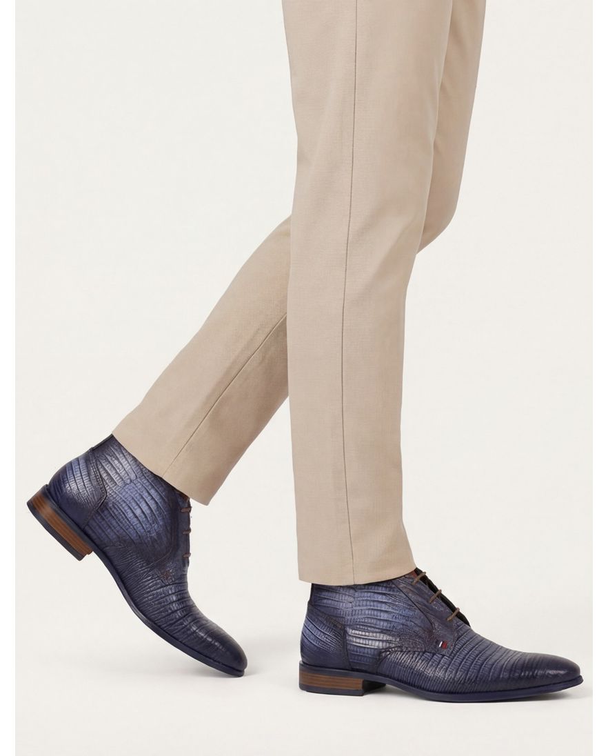 Giorgio nette veterschoenen blauw met print leer