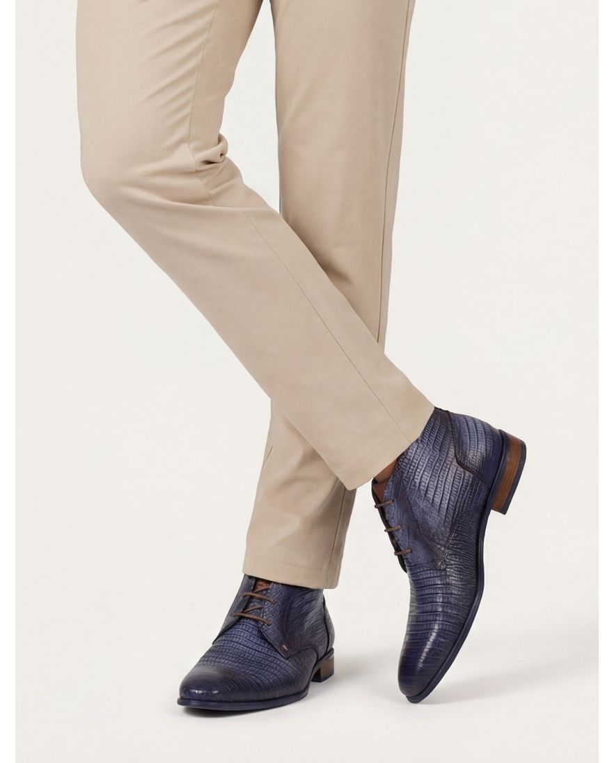 Giorgio nette veterschoenen blauw met print leer