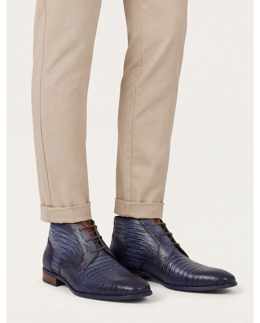 Giorgio nette veterschoenen blauw met print leer