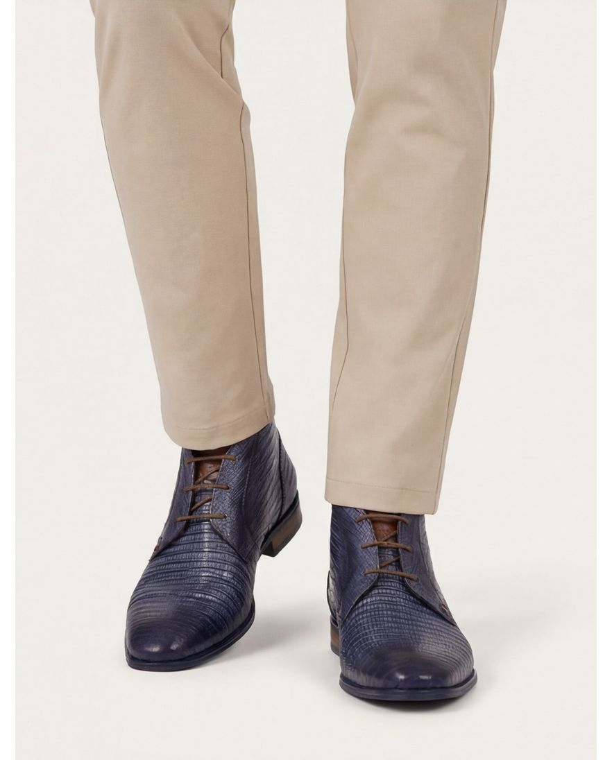 Giorgio nette veterschoenen blauw met print leer