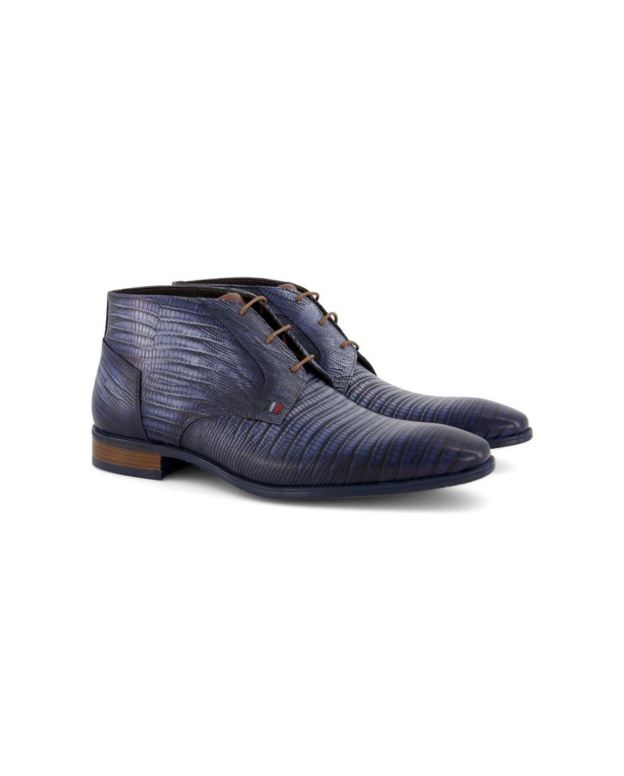 Giorgio nette veterschoenen blauw met print leer