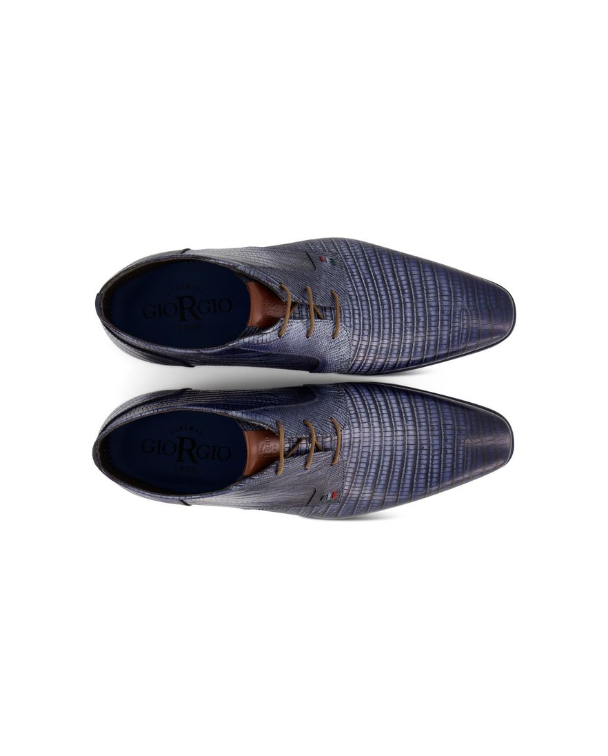Giorgio nette veterschoenen blauw met print leer