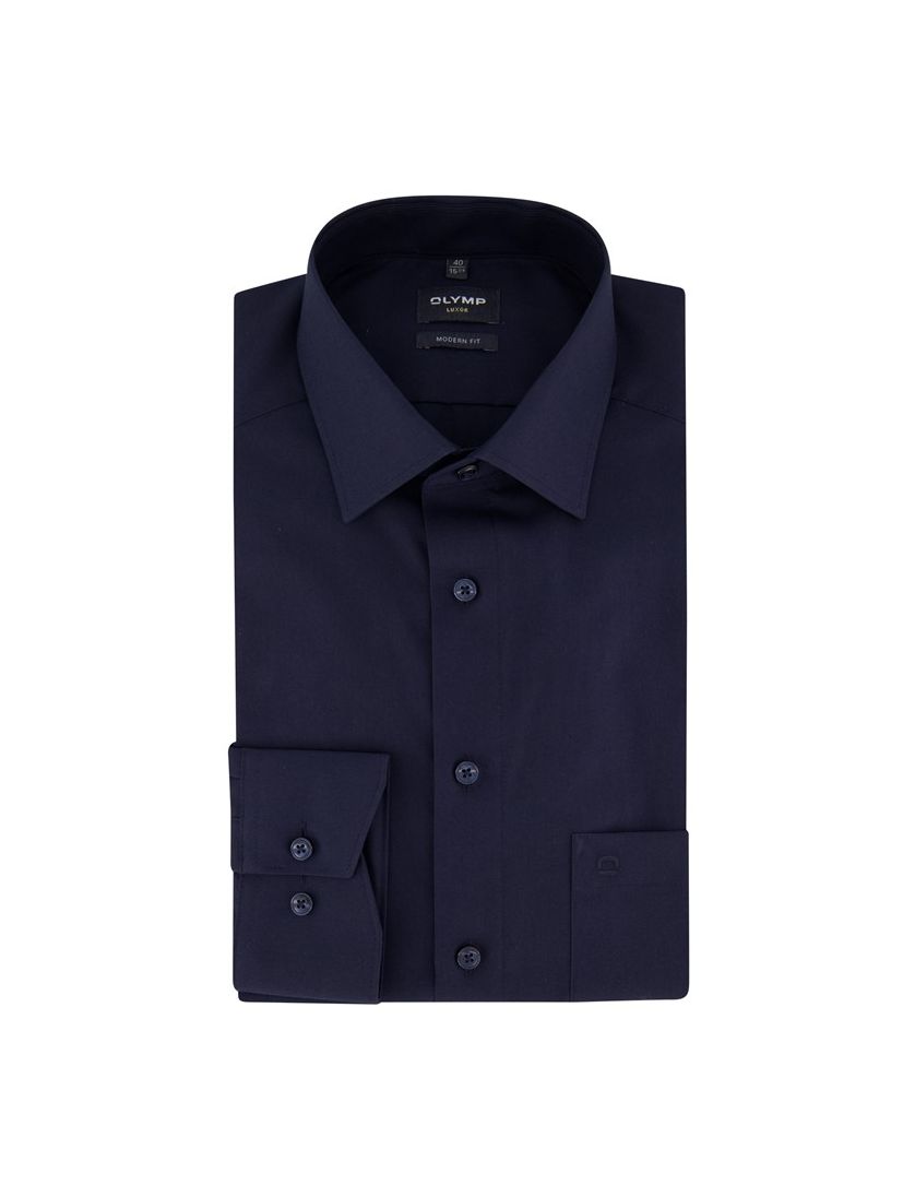 Zakelijk Olymp overhemd normale fit donkerblauw effen