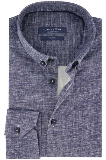 Ledub Ledub overhemd modern fit blauw geprint button down