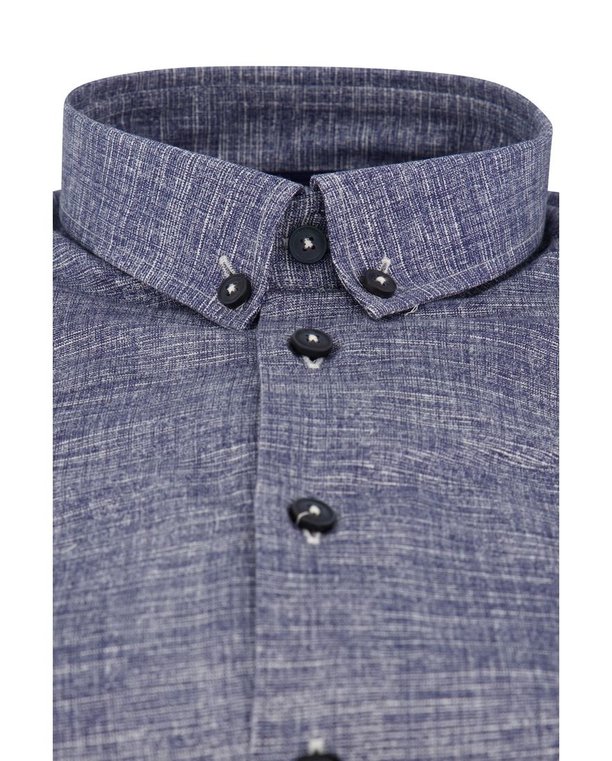 Ledub overhemd modern fit blauw geprint button down