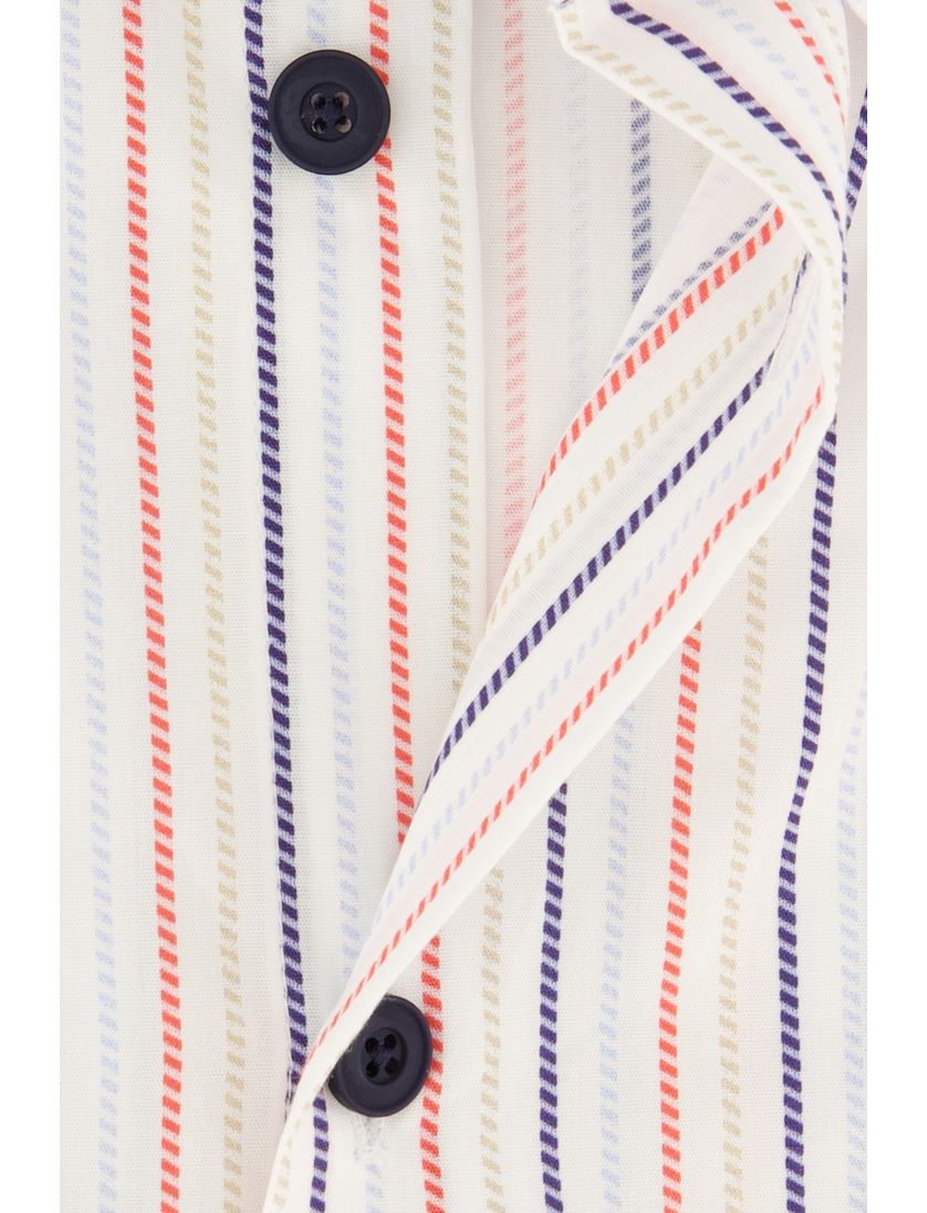 Ledub modern fit overhemd korte mouw wit gestreept katoen