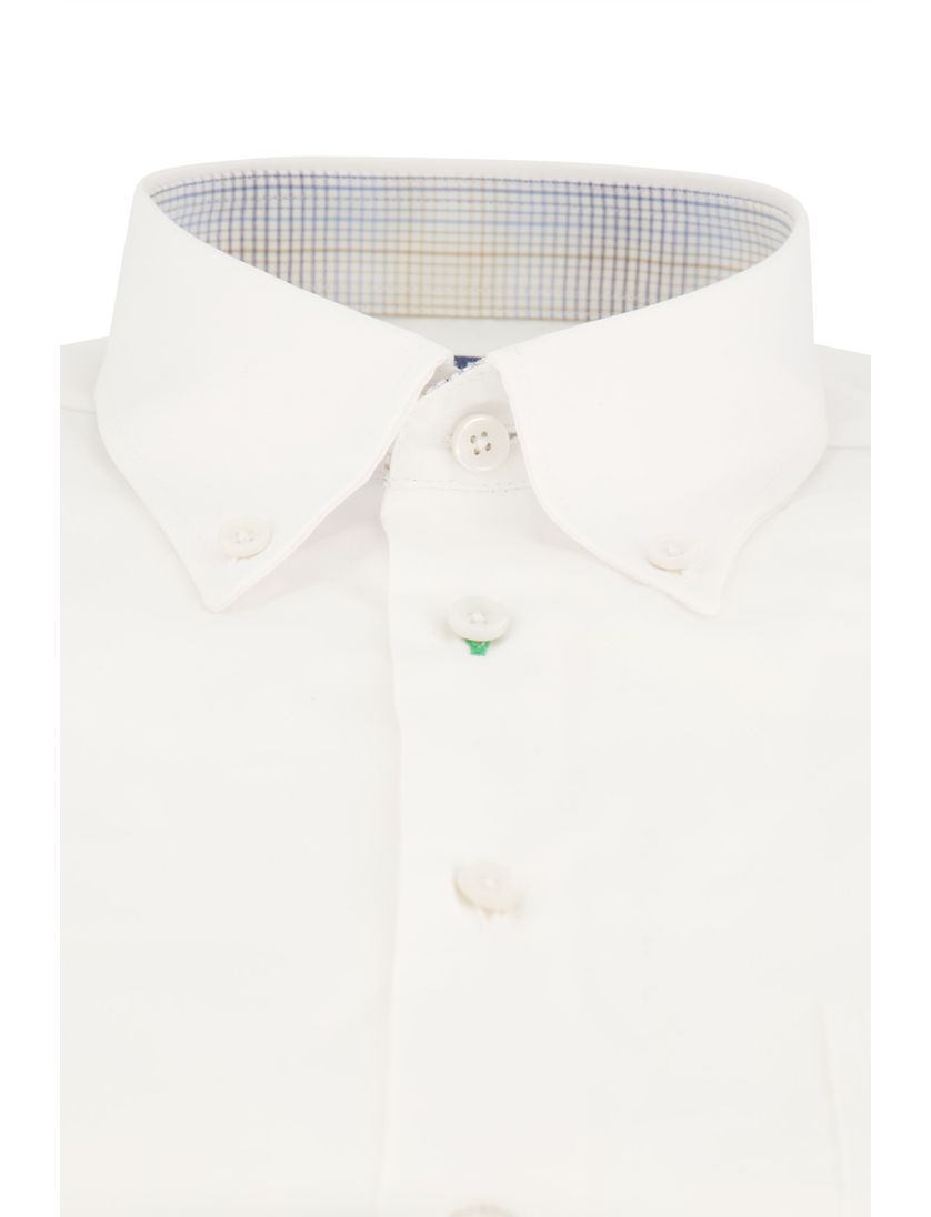 Ledub modern fit wit katoen korte mouw overhemd