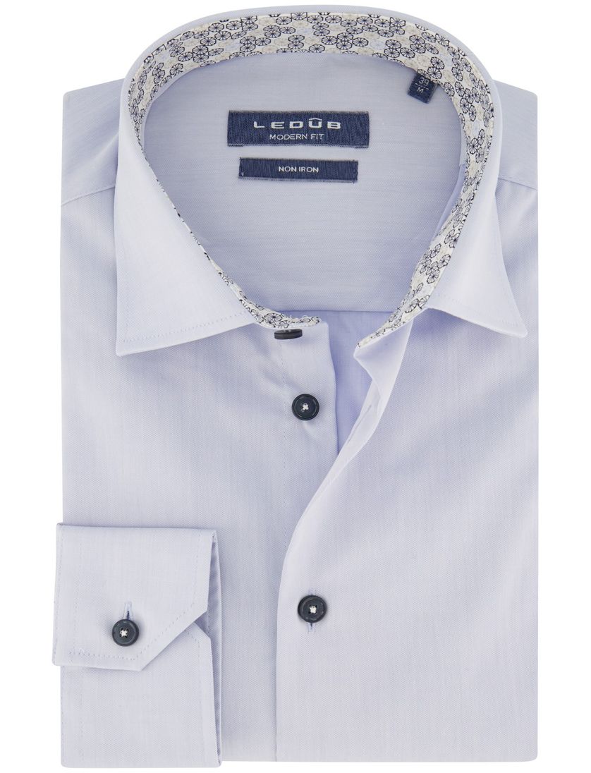 Katoenen Ledub overhemd lichtblauw normale fit