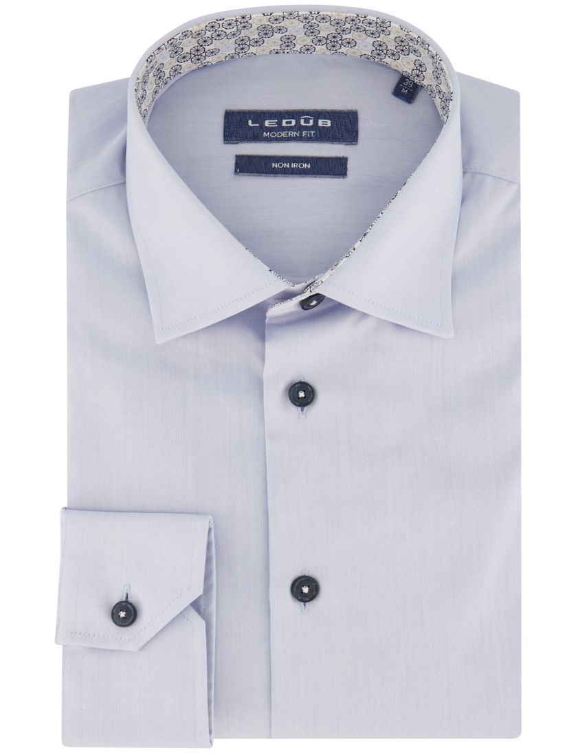 Katoenen Ledub overhemd lichtblauw normale fit
