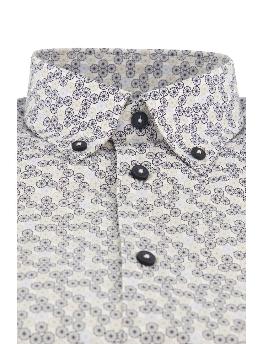 Ledub korte mouw overhemd wit geprint modern fit