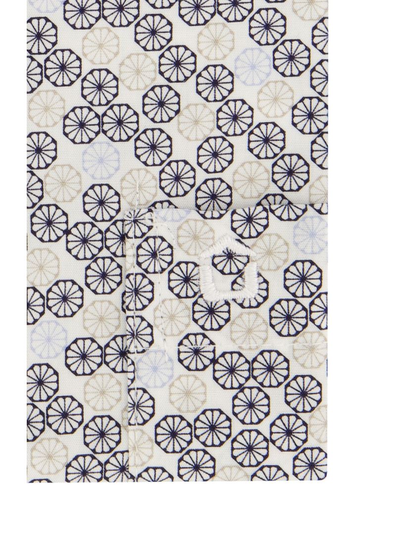 Ledub korte mouw overhemd wit geprint modern fit