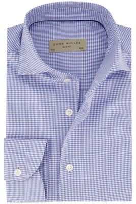 John Miller Katoenen John Miller overhemd slim fit lichtblauw geruit
