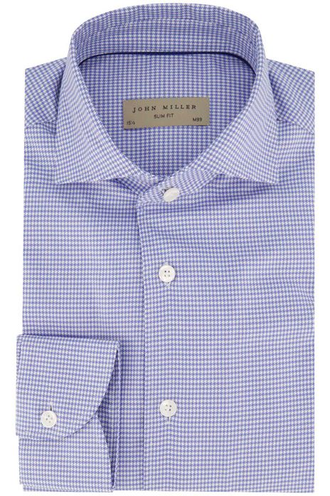 John Miller overhemd blauw geruit