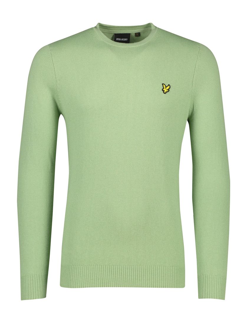 Trui Lyle & Scott groen effen katoen merinowol