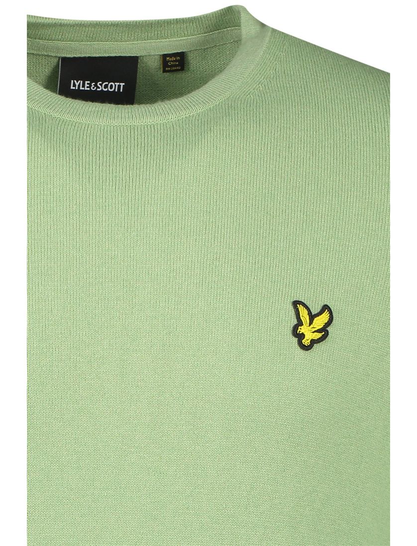 Trui Lyle & Scott groen effen katoen merinowol