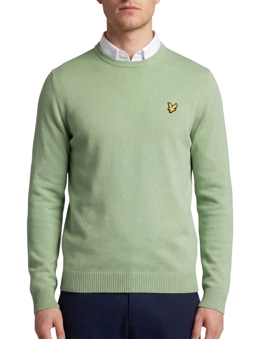 Trui Lyle & Scott groen effen katoen merinowol