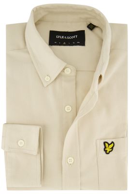 Lyle & Scott Lyle & Scott overhemd normale fit beige effen katoen