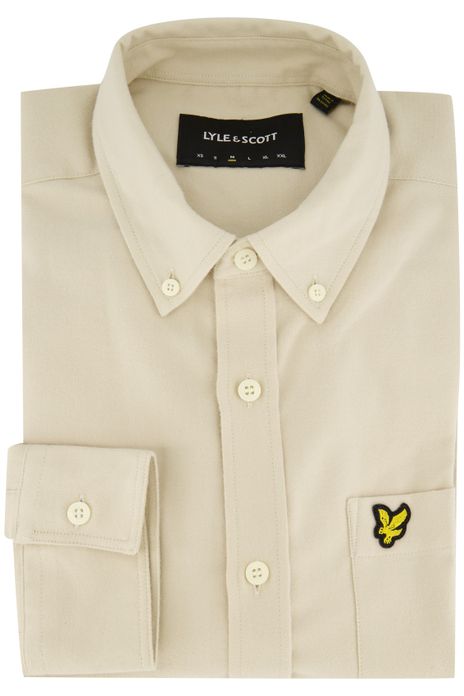 Lyle & Scott overhemd normale fit beige effen katoen