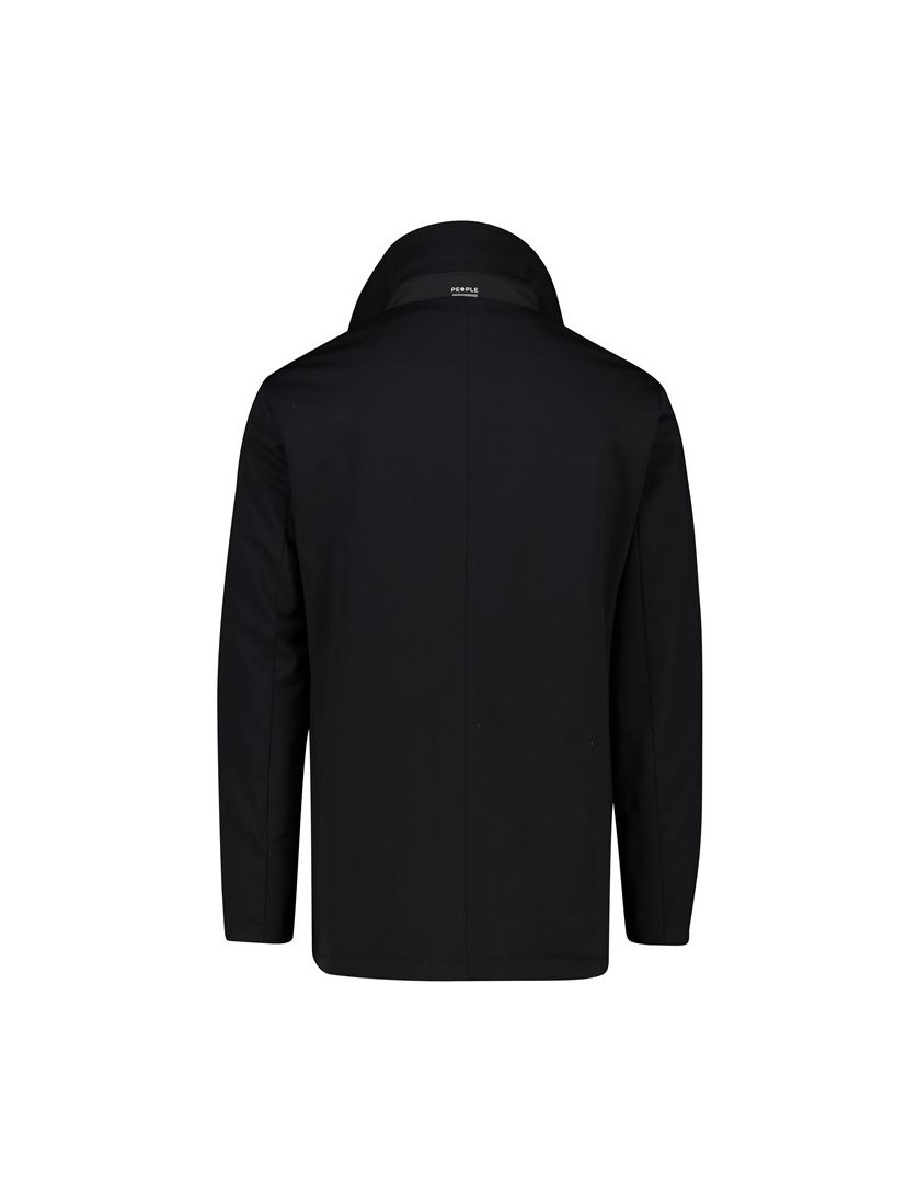 winterjas People of Shibuya zwart effen rits + knoop normale fit