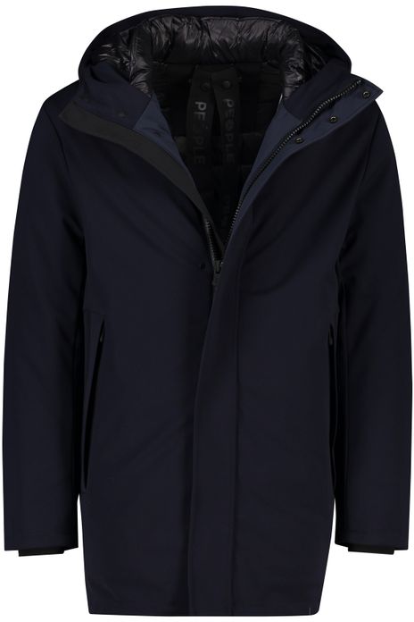 People of Shibuya donkerblauwe effen winterjas