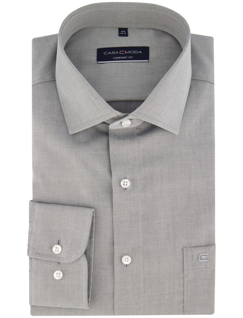 overhemd Casa Moda mouwlengte 7 normale fit grijs effen katoen