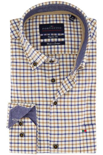 Portofino Portofino overhemd beige regular fit