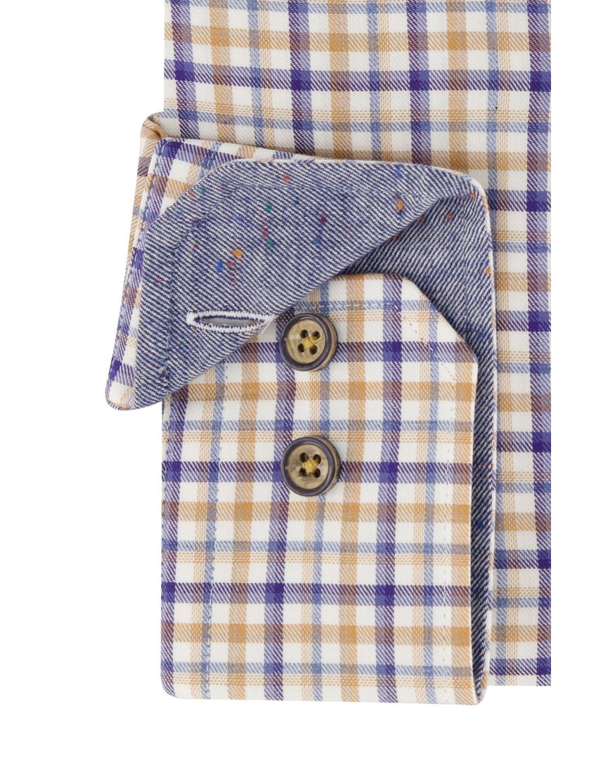 Portofino casual overhemd wijde fit blauw geruit button-down katoen