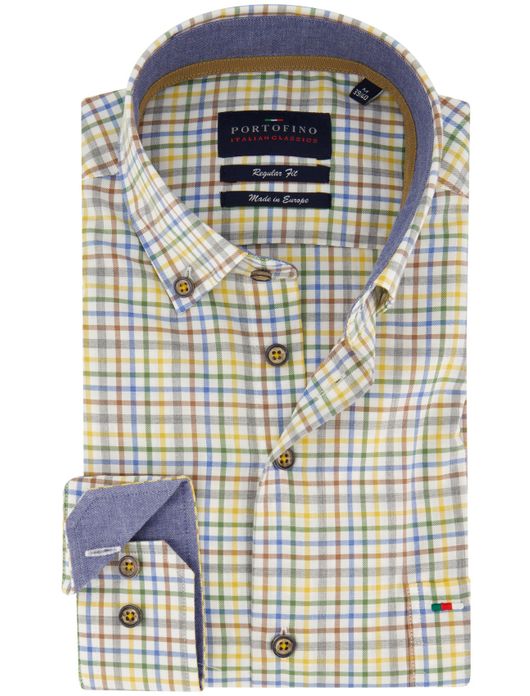 Portofino overhemd geel regular fit