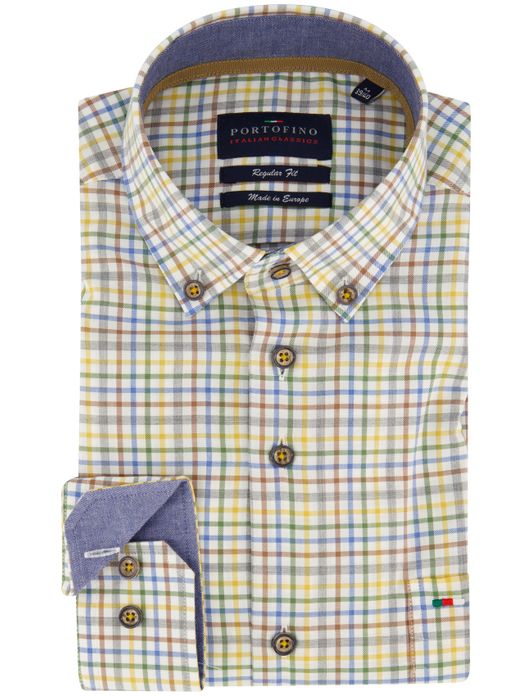 Portofino overhemd geel regular fit