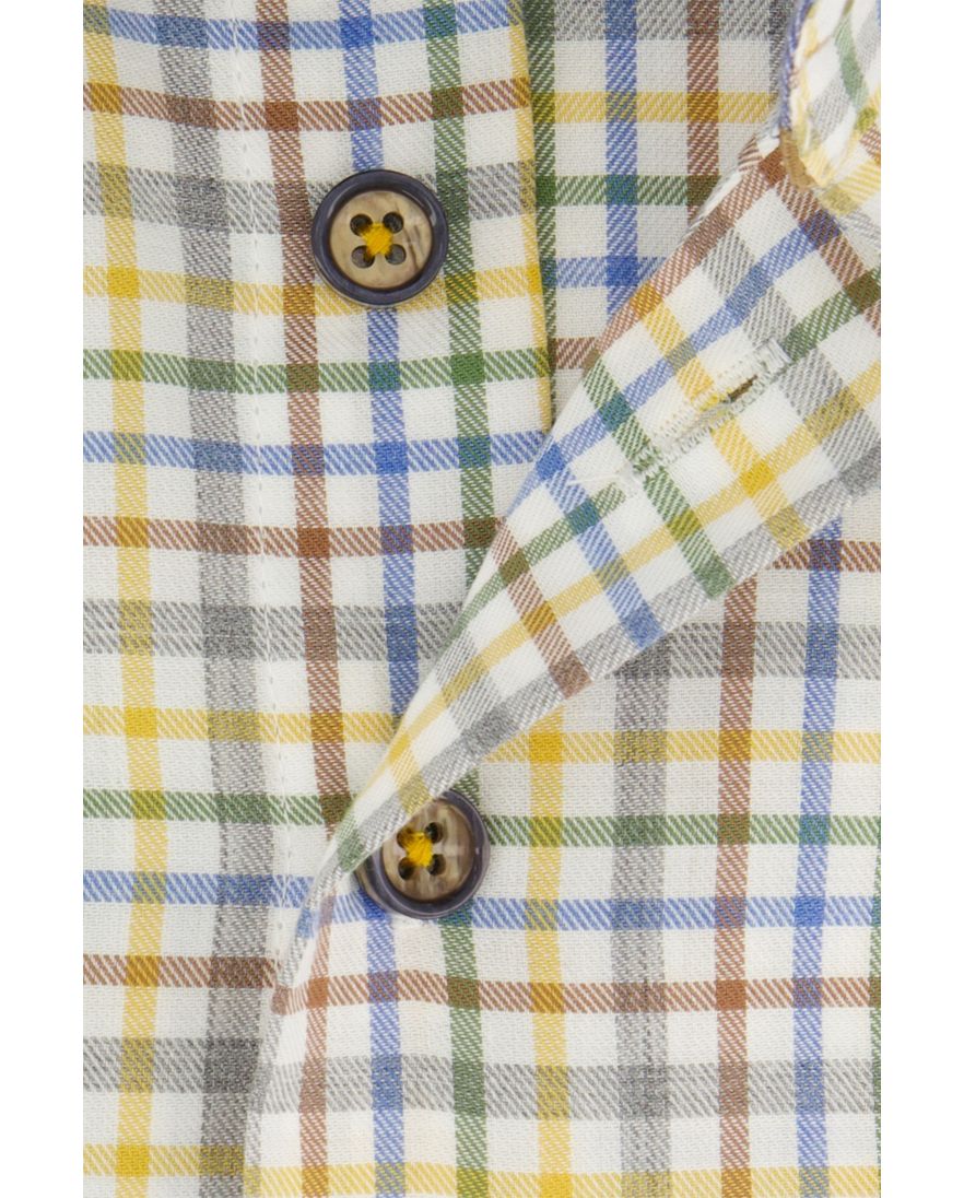 Overhemd Portofino casual wijde fit geel geruit katoen