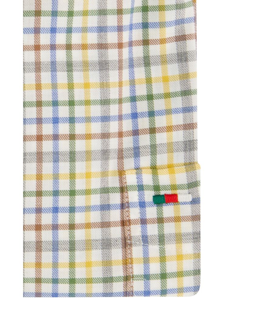 Overhemd Portofino casual wijde fit geel geruit katoen