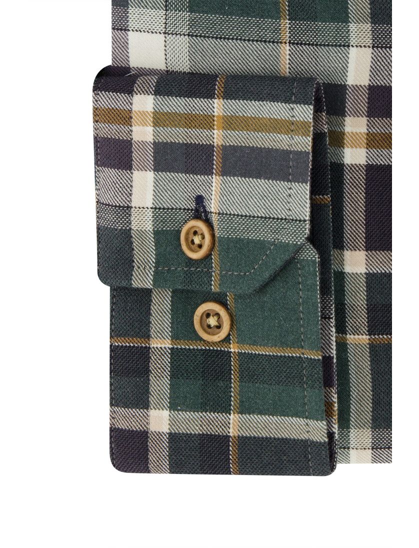 Overhemd Portofino overhemd wijde fit groen geruit katoen