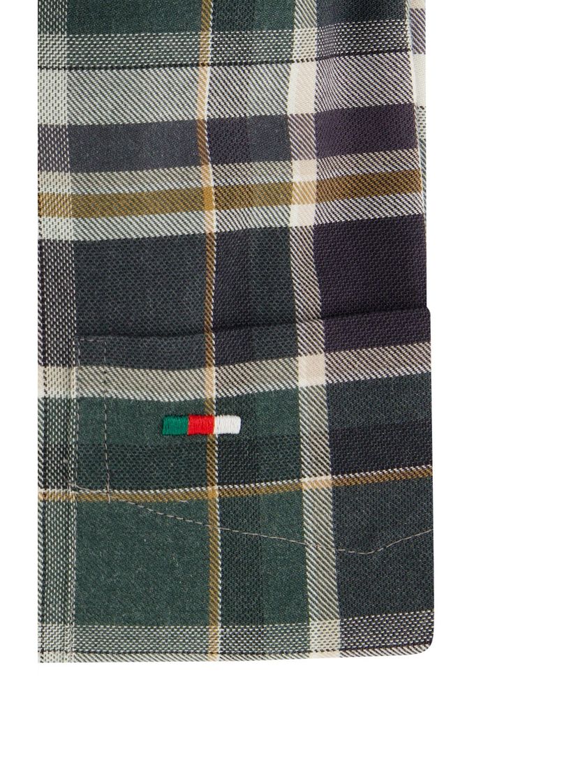 Overhemd Portofino overhemd wijde fit groen geruit katoen