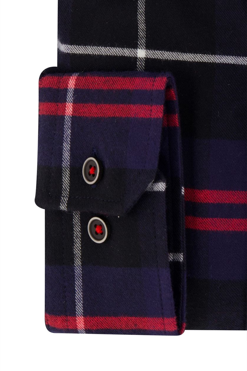 Portofino flannel overhemd wijde fit donkerblauw geruit