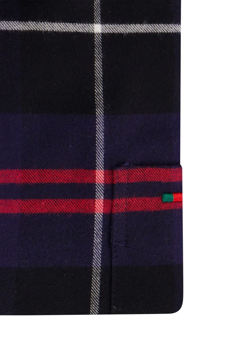 Portofino flannel overhemd wijde fit donkerblauw geruit