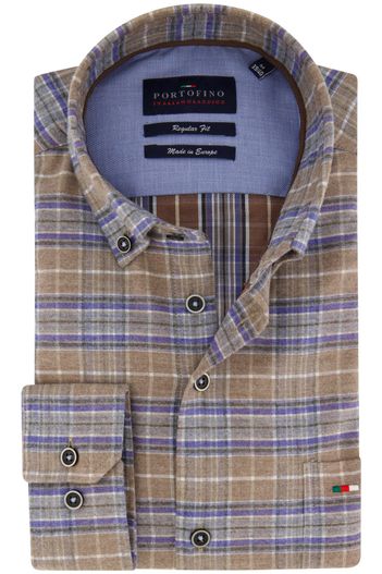 Portofino Portofino overhemd beige regular fit