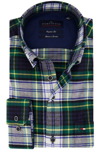 Portofino Portofino overhemd groen regular fit