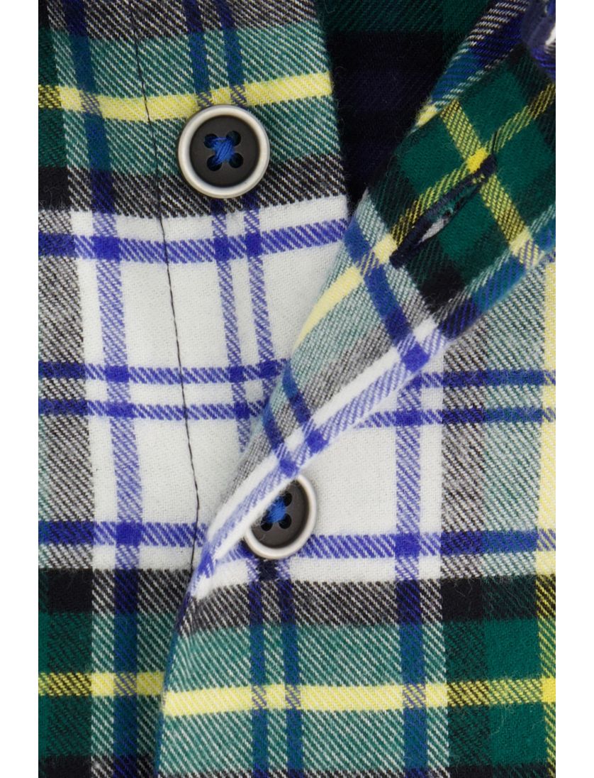 Portofino casual overhemd wijde fit donkerblauw geel groen geruit katoen