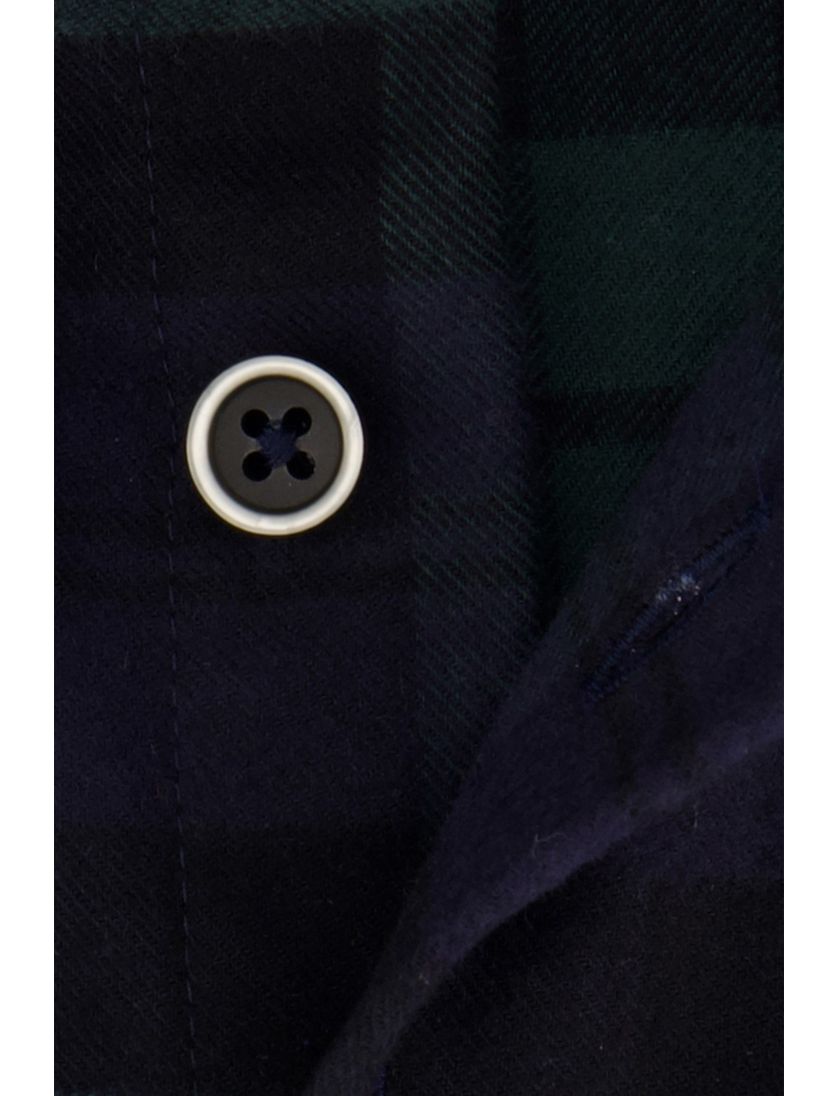 Portofino casual overhemd wijde fit donkerblauw geruit flannel katoen