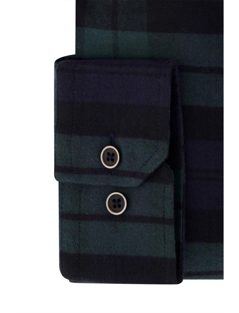 Portofino casual overhemd wijde fit donkerblauw geruit flannel katoen